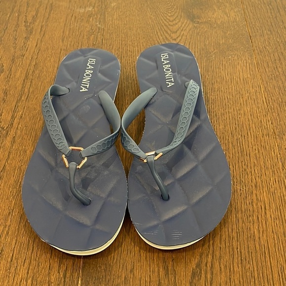 Isla Bonita Navy Flipflops Size 9 - Picture 1 of 4